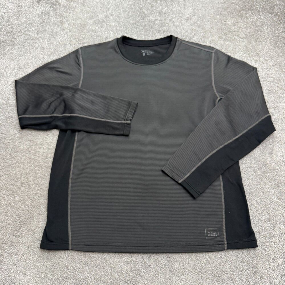 REI Co-op Polartec Power Dry MTS Grid Fleece Base Layer Shirt Mens L Gray Crew